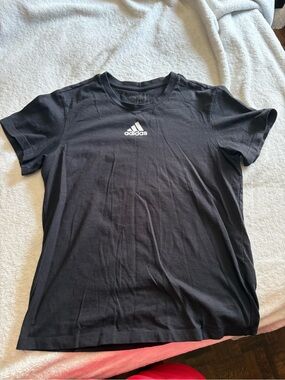 adidas Black Short Sleeve Crew Neck T-Shirt with White Logo